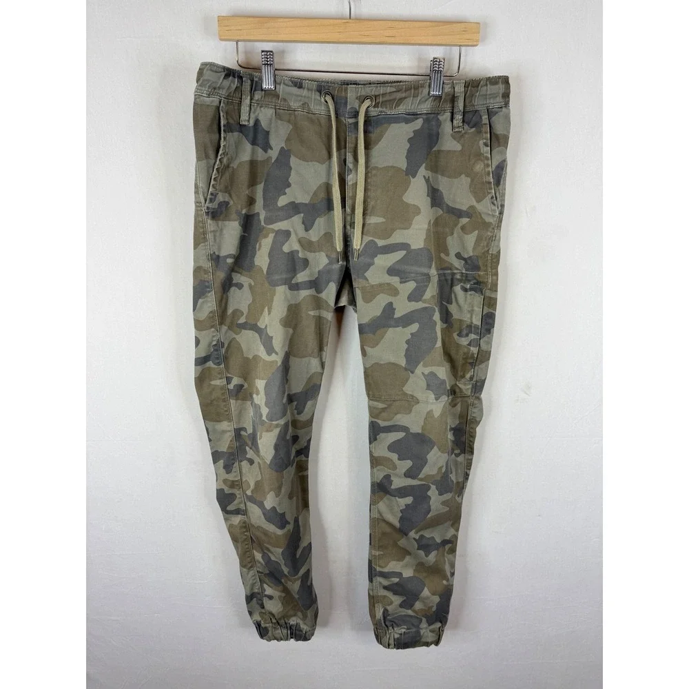 DU/ER L2X‎ Slim Fit Camo Joggers Mens 34x29 Green Brown Camouflage Pants